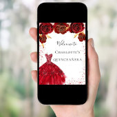 Poster Quinceanera rouge blanc parties scintillant robe à