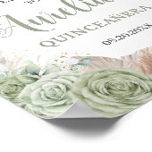 Poster Quinceañera Sage Green Floral Pampas Grasse Bienve (Coin)