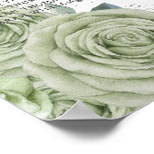 Poster Quinceañera Sage Green Floral Silver Seating Chart (Coin)