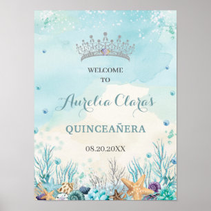 Poster Quinceañera Under the Sea Beach Bienvenue