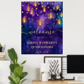 Poster Quinceanera violet et bleu lanterne (Bureau à domicile)