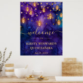 Poster Quinceanera violet et bleu lanterne (Cuisine)