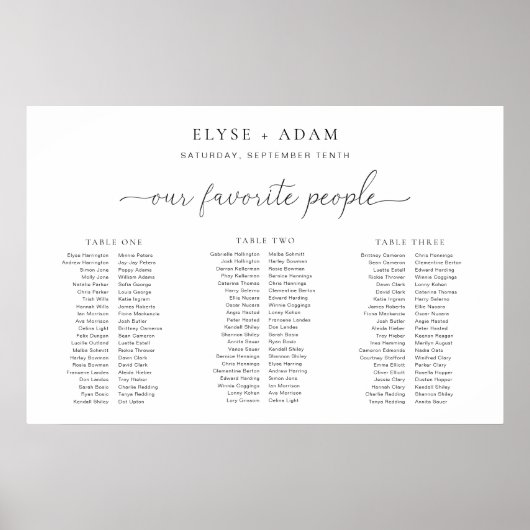 Poster Quinn Minimum 3 banquets Plan de table Planche (Devant)