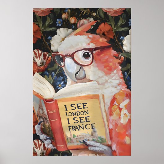 Poster Quirky Parrot Bathroom Wall Art Print 'I See (Devant)