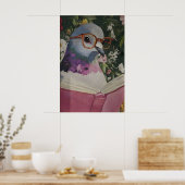 Poster Quirky Pigeon Reading in Bathroom Art Print Cheeky (Cuisine)
