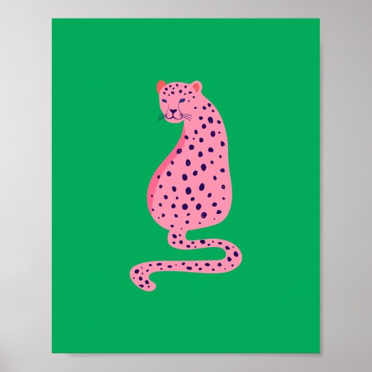 Poster Quirky Pink Leopard Green Aesthetic (Devant)