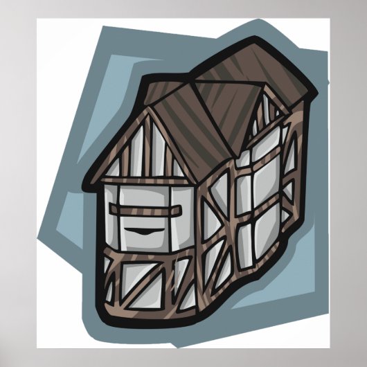 Poster Quirky Tudor House Architecture médiévale (Devant)