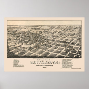Poster Quitman, carte panoramique de GA - 1885
