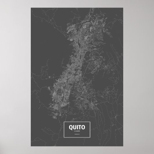 Poster Quito, Équateur (blanc sur noir) (Devant)