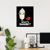 Poster Quoi de Shakin Funny Cherry Milkshake Pun Dark BG (Bureau à domicile)