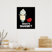 Poster Quoi de Shakin Funny Cherry Milkshake Pun Dark BG (Cuisine)