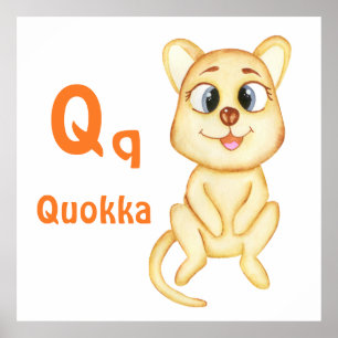 Poster Quokka personnalise ABC : Lettre Q -Ajouter votre