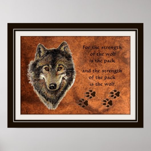 Poster Quote d'aquarelle originale Wolf & Pack (Devant)