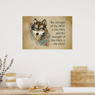 Poster Quote d'aquarelle originale Wolf & Pack Family