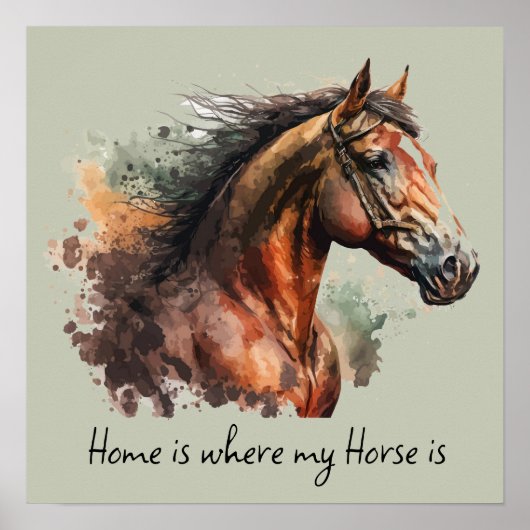 Poster Quote de cheval Aquarelle équitation (Devant)
