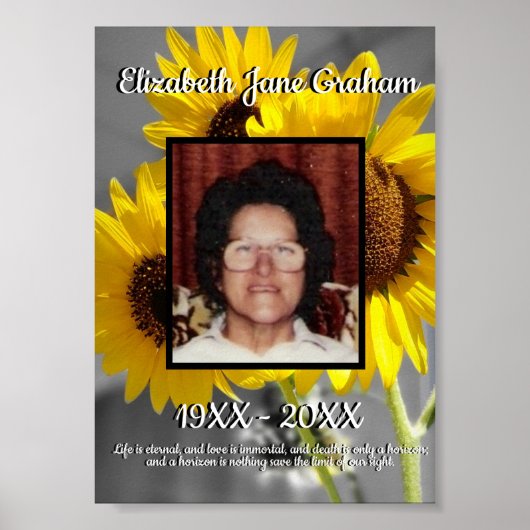 Poster Quote Yellow Sunflowers Background Memorial (Devant)