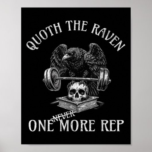 Poster Quoth The Raven One More Rep Funny Gothic Workout (Devant)