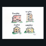 Poster Quplex en duplex complexe<br><div class="desc">Duplex complexe Triplex Fourplex - différents types de maisons</div>