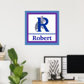 Poster R est pour Rabbit et nom de garçon Wall Art pour e (Bureau à domicile)