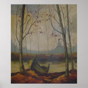 Poster R.J. Ketchum - bateau sur une rive d'un lac en