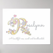 Poster R monogram art Rosalynn filles nom signifiant affi (Devant)