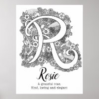 R monogramme enchevêtrement art Nom de Rosie