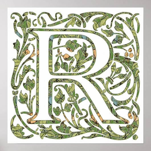 Poster R Monogramme floral (Devant)