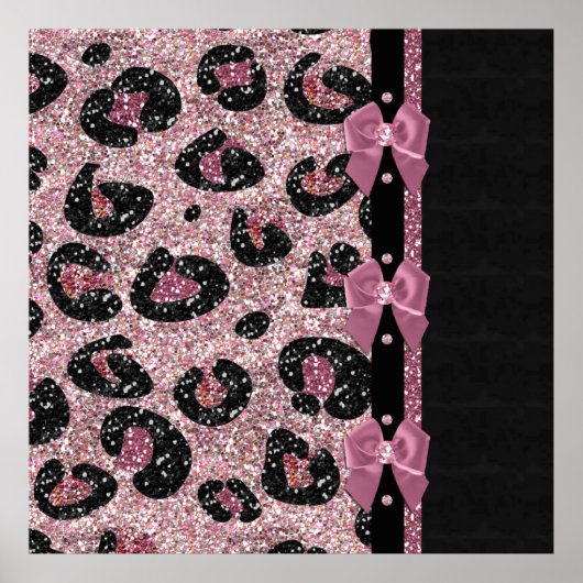 Poster RAB Rockabilly Pink Leopard Ribbon Bows (Devant)
