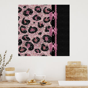 Poster RAB Rockabilly Pink Leopard Ribbon Bows