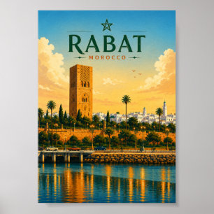 Poster Rabat Maroc Tour Hassan Vue de la Ville