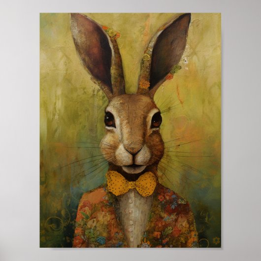 Poster Rabbit adorable en costume floral (Devant)