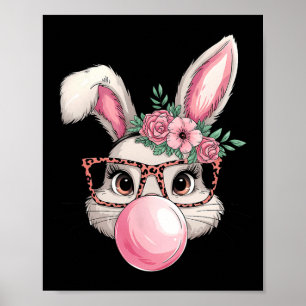 Poster Rabbit Bunny soufflant bulle Pâques Jour mignon fe