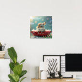 Poster Rabbit dans un bateau rouge Infirmière d'art perso (Bureau à domicile)