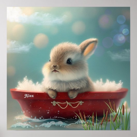 Poster Rabbit dans un bateau rouge Infirmière d'art perso (Devant)