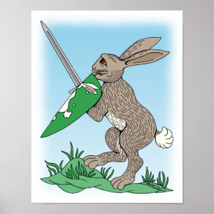 Poster Rabbit de guerrier médiéval
