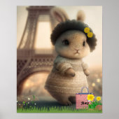 Poster Rabbit en robe blanche Tour Eiffel Personnalisé (Devant)