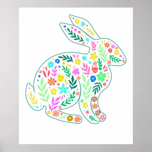 Poster rabbit flower, retro, vintage (Devant)