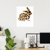 Poster rabbit lepard flower, retro, vintage (Bureau à domicile)