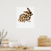 Poster rabbit lepard flower, retro, vintage (Cuisine)