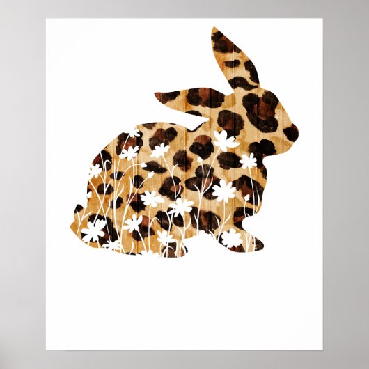Poster rabbit lepard flower, retro, vintage (Devant)