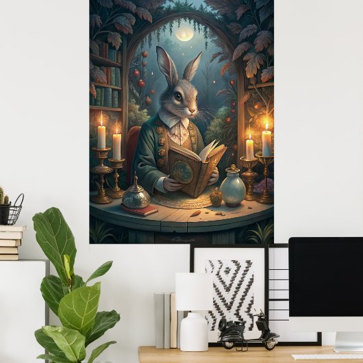 Poster Rabbit Reading (Bureau à domicile)