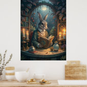 Poster Rabbit Reading (Cuisine)