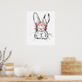 Poster rabbit rose, retro, vintage (Cuisine)