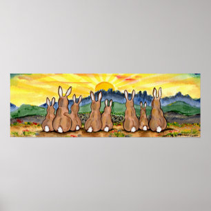 Poster Rabbit Sunrise sur les montagnes Sunny Yellow Post