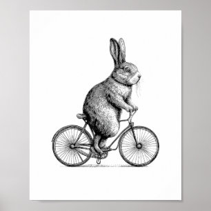 Poster Rabbit Sur Un Vélo Bunny Vélo Vélos Hommes W