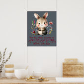 Poster Rabbit Woodland Enfants Prière chrétienne sur Grey (Cuisine)
