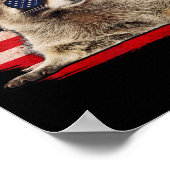 Poster Raccoon 4 juillet Drapeau Américain Sungles Funny  (Coin)