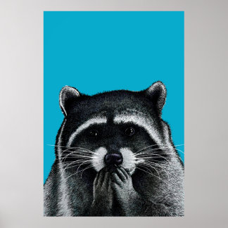 Poster Raccoon affamé en bleu