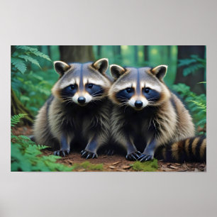 Poster Raccoon Animal Nature Faune Affection Soin