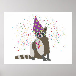 Poster Raccoon - Animaux ayant une fête